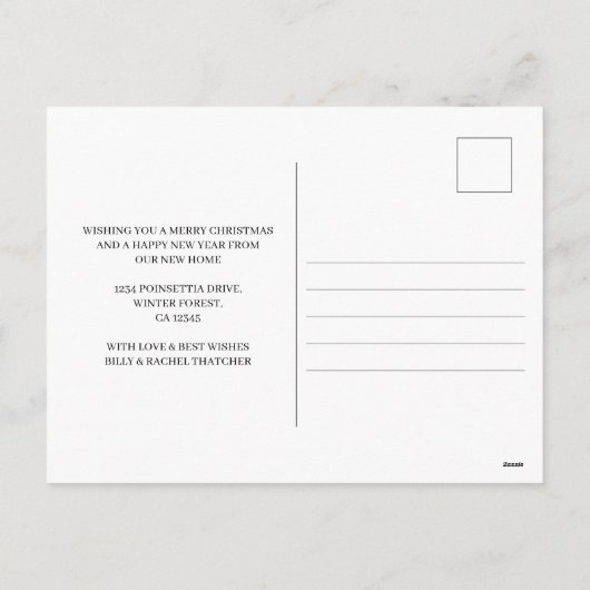 Vrolijk kerstfeest vanuit New Home Winter Forest M Feestdagenkaart (Achterkant)