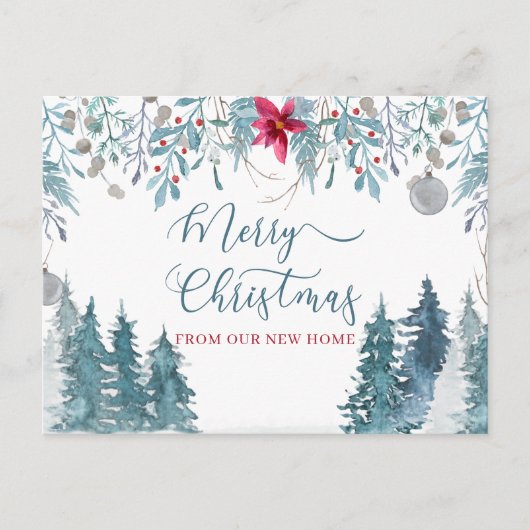 Vrolijk kerstfeest vanuit New Home Winter Forest M Feestdagenkaart (Voorkant)
