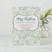 Vrolijk kerstfeest vanuit New Home Winter Greenery Aankondiging (Staand voorkant)