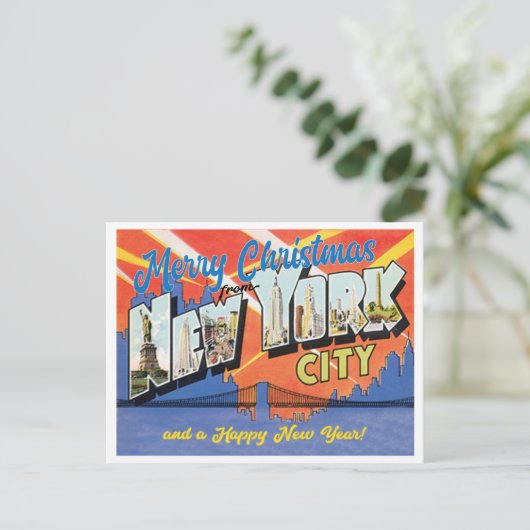 Vrolijk kerstfeest vanuit New York City  Briefkaart (Staand voorkant)