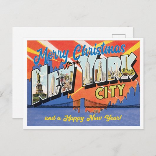 Vrolijk kerstfeest vanuit New York City  Briefkaart (Voorkant / Achterkant)