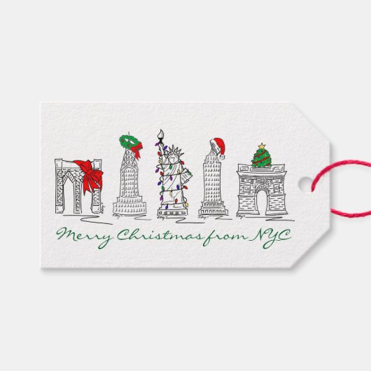 Vrolijk kerstfeest vanuit NYC New York City Holida Cadeaulabel (Voorkant (Horizontaal))