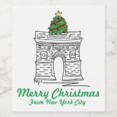 Vrolijk kerstfeest vanuit NYC Washington Square Tr Wijn Etiket (Enkel label)