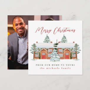 Vrolijk kerstfeest vanuit ons huis naar uw foto kaart