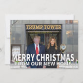 Vrolijk kerstfeest vanuit ons nieuwe thuis feestdagenkaart (Voorkant)