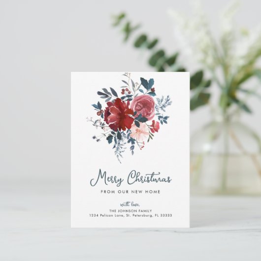 Vrolijk kerstfeest vanuit ons nieuwe thuis feestdagenkaart (Staand voorkant)