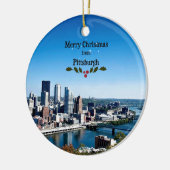 Vrolijk kerstfeest vanuit Pittsburgh Keramisch Ornament (Links)