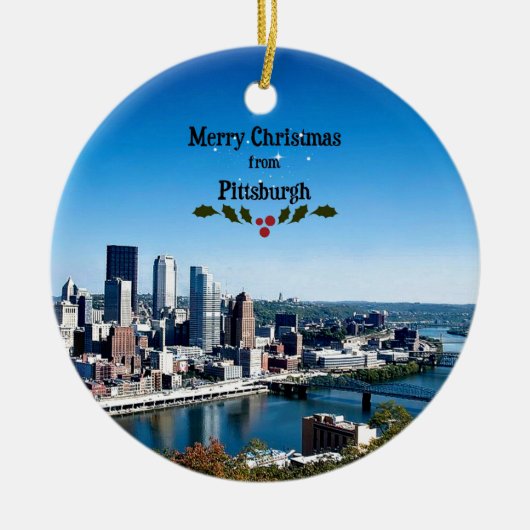 Vrolijk kerstfeest vanuit Pittsburgh Keramisch Ornament (Voorkant)
