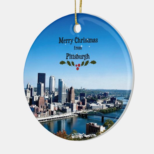 Vrolijk kerstfeest vanuit Pittsburgh Keramisch Ornament (Links)