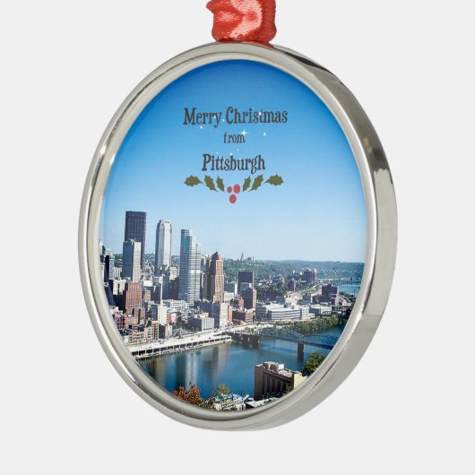 Vrolijk kerstfeest vanuit Pittsburgh Metalen Ornament (Links)