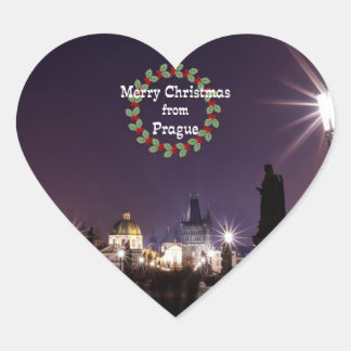 Vrolijk kerstfeest vanuit Praag Hart Sticker