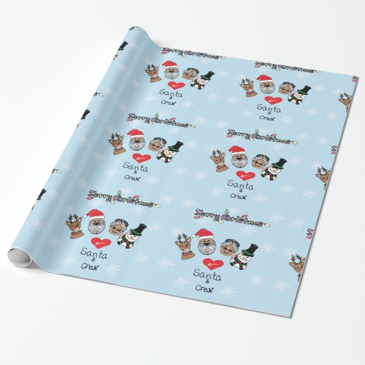 Vrolijk kerstfeest vanuit Santa en Friends Cadeaupapier (Uitgerold)