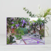 Vrolijk kerstfeest vanuit Sunny Florida Purple Flo Feestdagenkaart (Staand voorkant)