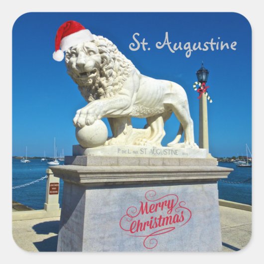 Vrolijk kerstfeest vanuit Sunny St. Augustine Flor Vierkante Sticker (Voorkant)