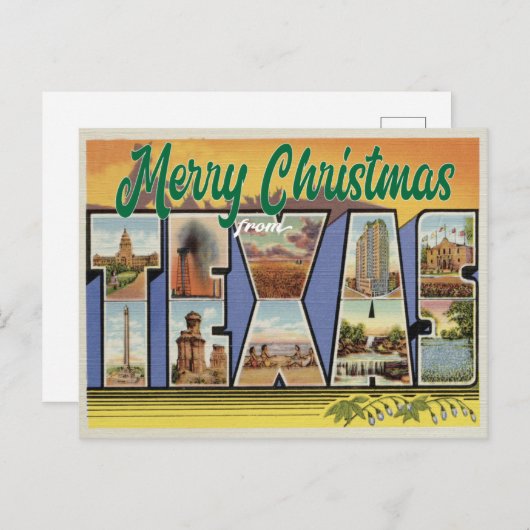 Vrolijk kerstfeest vanuit Texas  Briefkaart (Voorkant / Achterkant)