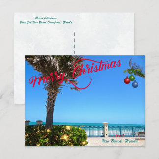 Vrolijk kerstfeest vanuit Vero Beach Florida Ocean Feestdagenkaart