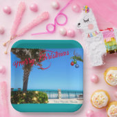 Vrolijk kerstfeest vanuit Vero Beach Florida Ocean Papieren Bordje (Feest)