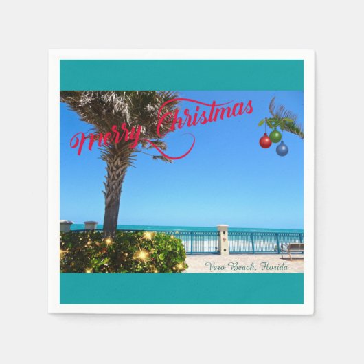 Vrolijk kerstfeest vanuit Vero Beach Florida Ocean Servet (Voorkant)