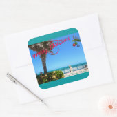 Vrolijk kerstfeest vanuit Vero Beach Florida Ocean Vierkante Sticker (Envelop)