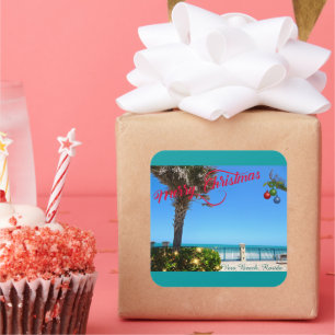Vrolijk kerstfeest vanuit Vero Beach Florida Ocean Vierkante Sticker