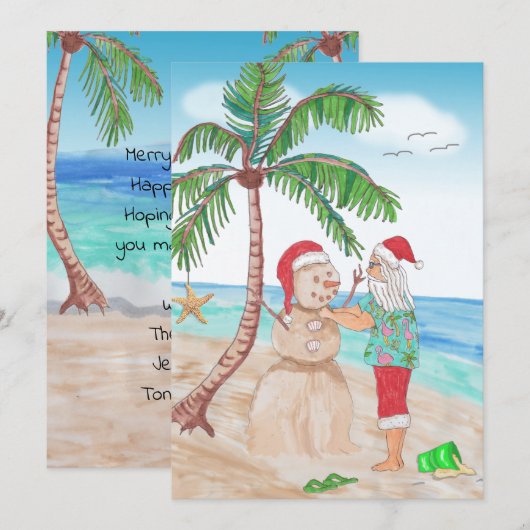 Vrolijk kerstfeest vanuit Warm Climate Santa Snowm (Voorkant / Achterkant)
