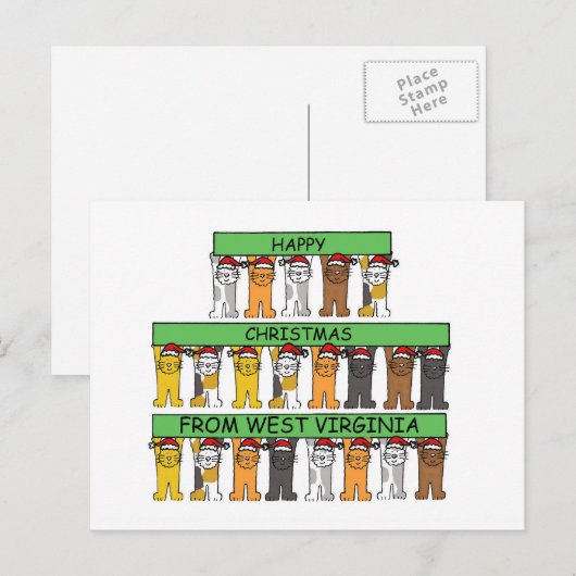 Vrolijk kerstfeest vanuit West Virginia Cartoon Ca Feestdagenkaart (Voorkant / Achterkant)