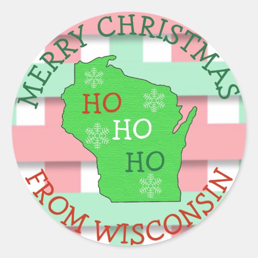 Vrolijk kerstfeest vanuit Wisconsin Cute Snowflake Ronde Sticker (Voorkant)