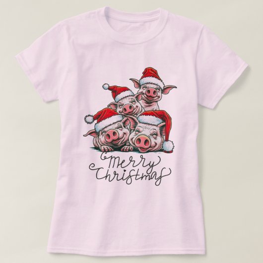 Vrolijk Kerstfeest Varken Squad Meowy Leuke Vakant T-shirt (Design voorkant)