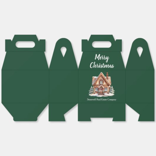 Vrolijk Kerstfeest Vastgoedbedrijf Green Party Bedankdoosjes (Ongevouwen)