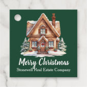 Vrolijk Kerstfeest Vastgoedbedrijf Green Party Bedankjes Labels (Voorkant)