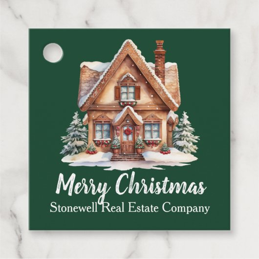 Vrolijk Kerstfeest Vastgoedbedrijf Green Party Bedankjes Labels (Voorkant)