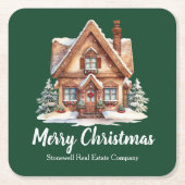 Vrolijk Kerstfeest Vastgoedbedrijf Green Party Kartonnen Onderzetters (Voorkant)