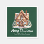 Vrolijk Kerstfeest Vastgoedbedrijf Green Party Servet (Voorkant)