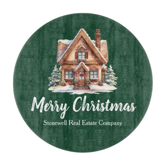 Vrolijk Kerstfeest Vastgoedbedrijf Green Party Snijplank (Voorkant)