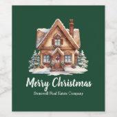 Vrolijk Kerstfeest Vastgoedbedrijf Green Party Wijn Etiket (Enkel label)