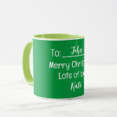 Vrolijk Kerstfeest Veel liefde Groen Mok (Voorkant links)