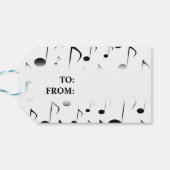 "Vrolijk kerstfeest!"; veel muzieknoten patroon Cadeaulabel (Achterkant Horizontaal)