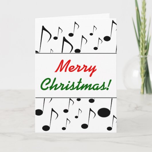 "Vrolijk kerstfeest!" + Veel muzieknoten patroon Feestdagen Kaart (Voorkant)