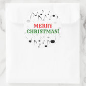 "Vrolijk kerstfeest!" + Veel muzieknoten patroon Ronde Sticker (Tas)