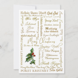 Vrolijk kerstfeest Veel talen Gold Typografie Feestdagenkaart