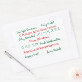 Vrolijk kerstfeest Veel talen groen rood Rechthoekige Sticker (Envelop)