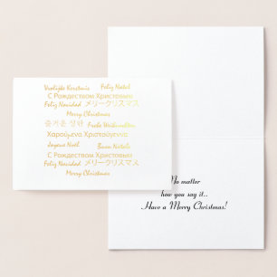 Vrolijk kerstfeest Veel talen Typografie Folie Kaarten
