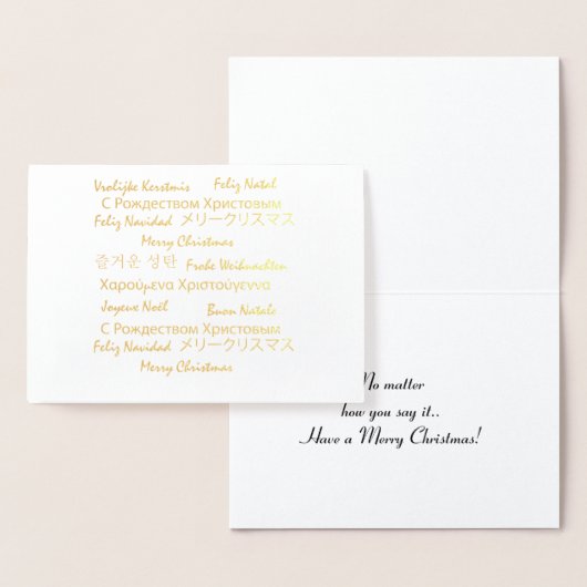 Vrolijk kerstfeest Veel talen Typografie Folie Kaarten (Display)