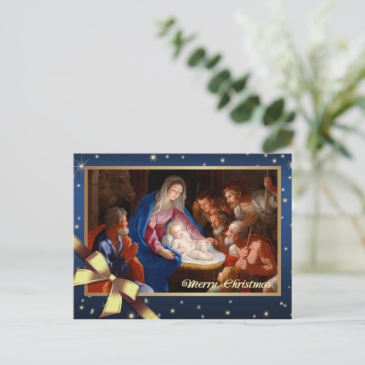 Vrolijk kerstfeest. Verhoging van de schaaphersen Feestdagenkaart (Staand voorkant)