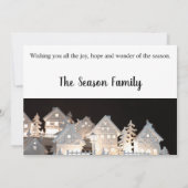 Vrolijk kerstfeest verlichte kerstwoningen kaart (Achterkant)