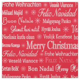 Vrolijk kerstfeest verschillende talen rode sjablo stof