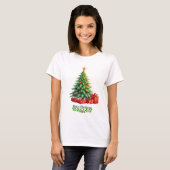 Vrolijk kerstfeest, versierde boom, t-shirt (Voorkant volledig)