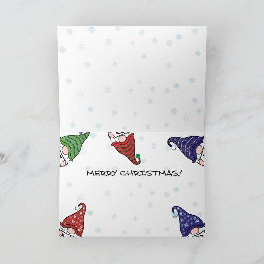 Vrolijk Kerstfeest Verspreide Gnomen Kaart (Binnen)