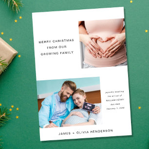 Vrolijk kerstfeest Verwacht Groeiende Familie Foto Feestdagenkaart