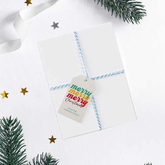 vrolijk kerstfeest! Vetgedrukte typografie Cadeaulabel